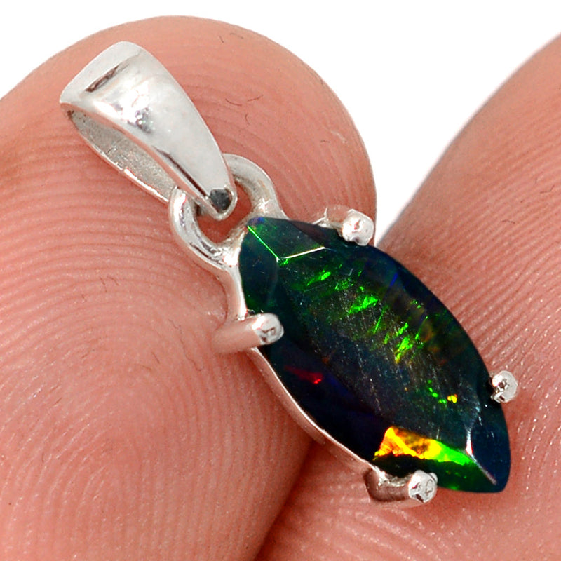 0.8" Claw - Chalama Black Opal Faceted Pendants - CBFP203