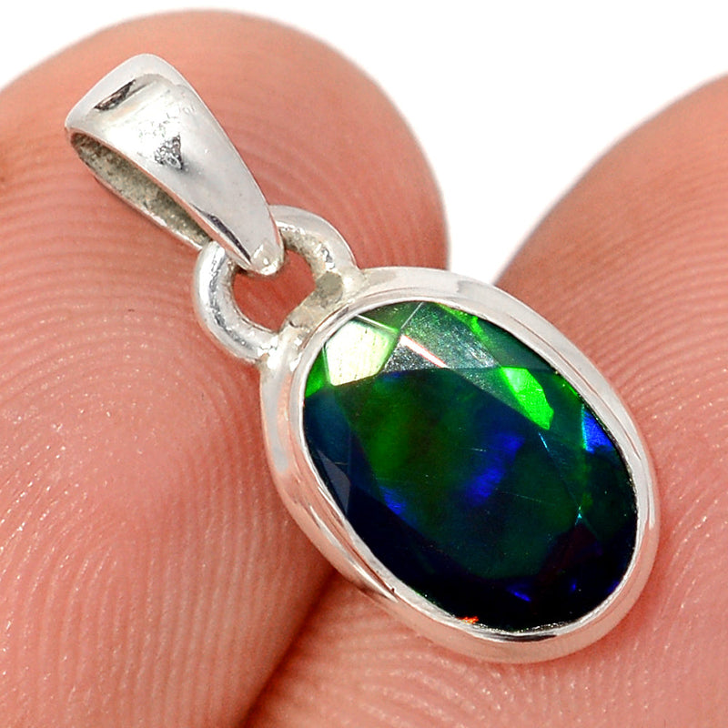 0.8" Chalama Black Opal Faceted Pendants - CBFP242