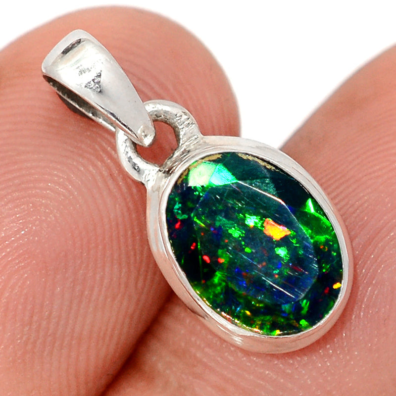 0.7" Chalama Black Opal Faceted Pendants - CBFP255