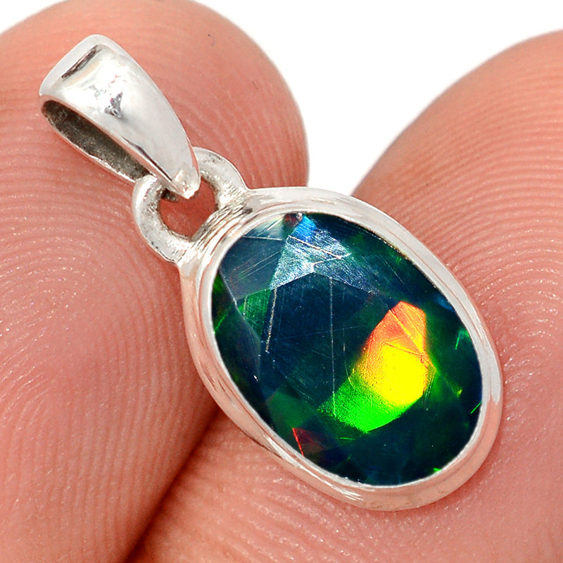 0.8" Chalama Black Opal Faceted Pendants - CBFP258