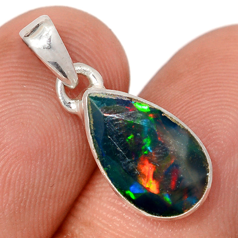 0.8" Chalama Black Opal Faceted Pendants - CBFP282