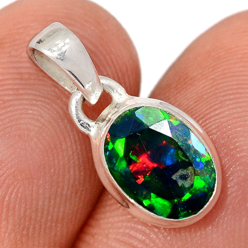 0.7" Chalama Black Opal Faceted Pendants - CBFP285