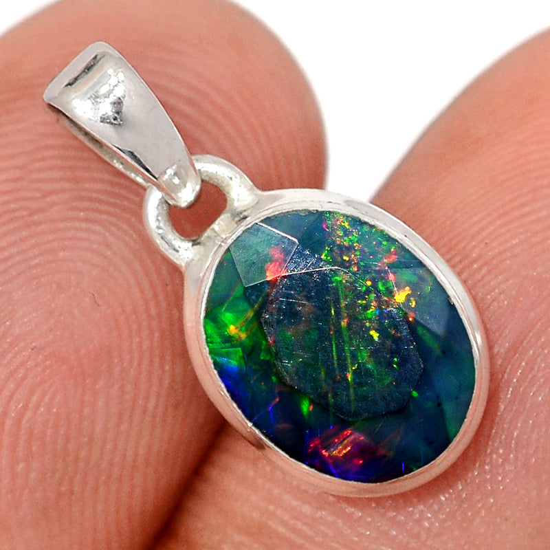 0.8" Chalama Black Opal Faceted Pendants - CBFP349