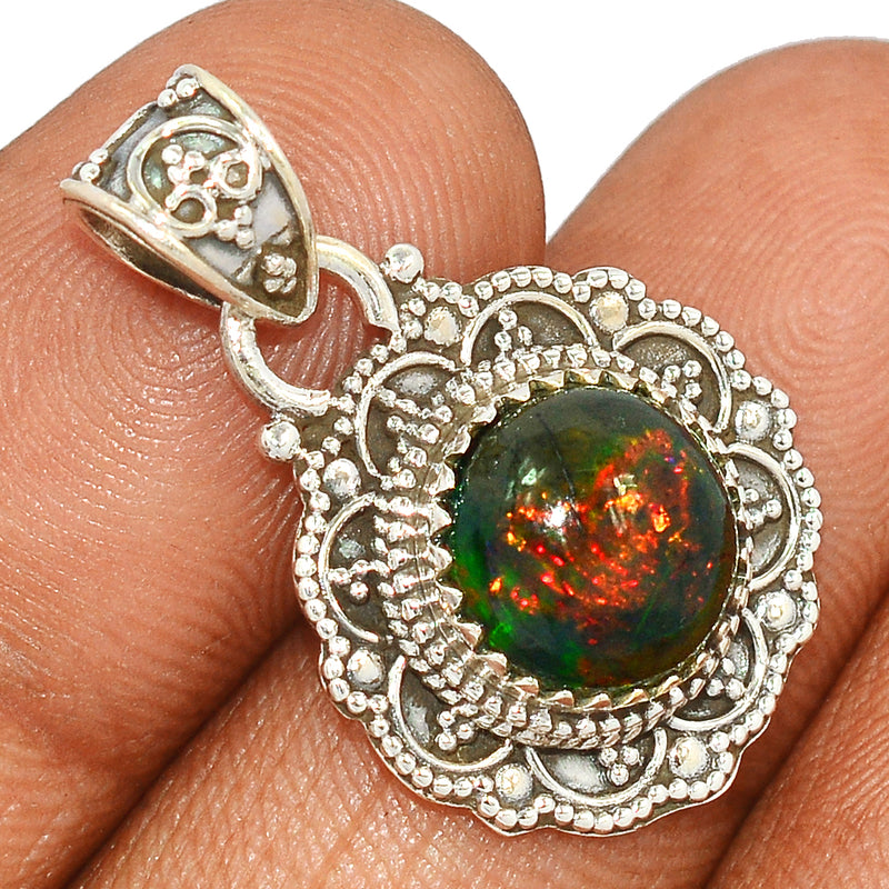1.3" Large Filigree - Chalama Black Opal Pendants - CBOP519
