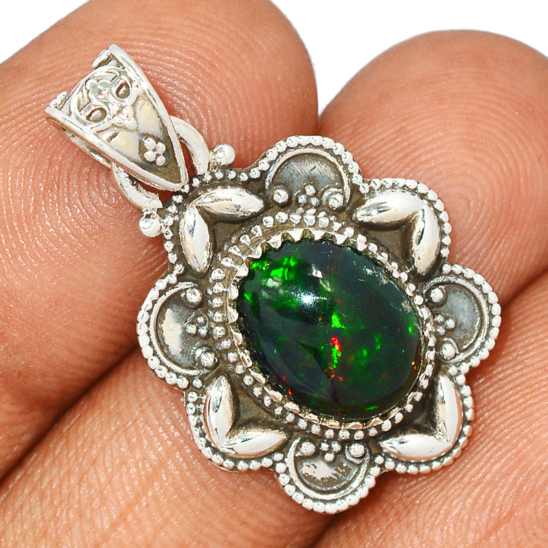 1.2" Large Filigree - Chalama Black Opal Pendants - CBOP521