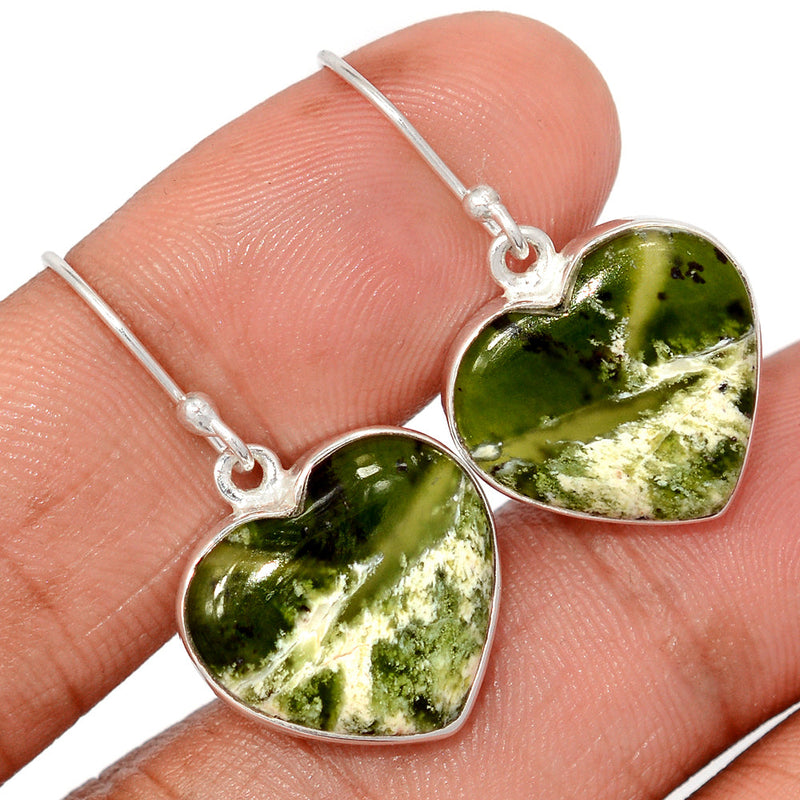 1.3" Heart - Chrome Chalcedony Earrings - CCDE62