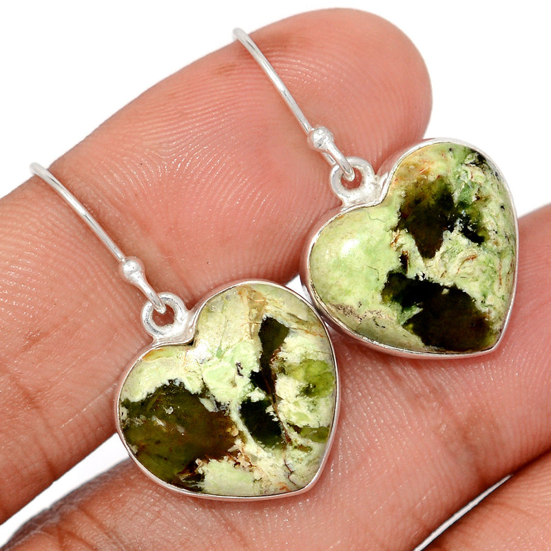 1.3" Heart - Chrome Chalcedony Earrings - CCDE64