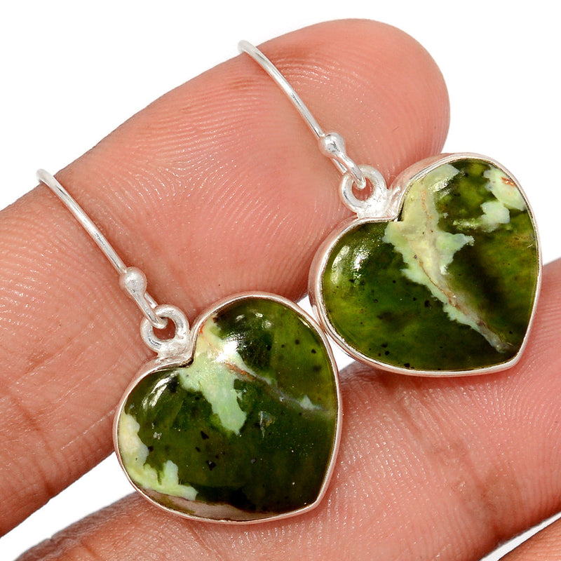 1.3" Heart - Chrome Chalcedony Earrings - CCDE65