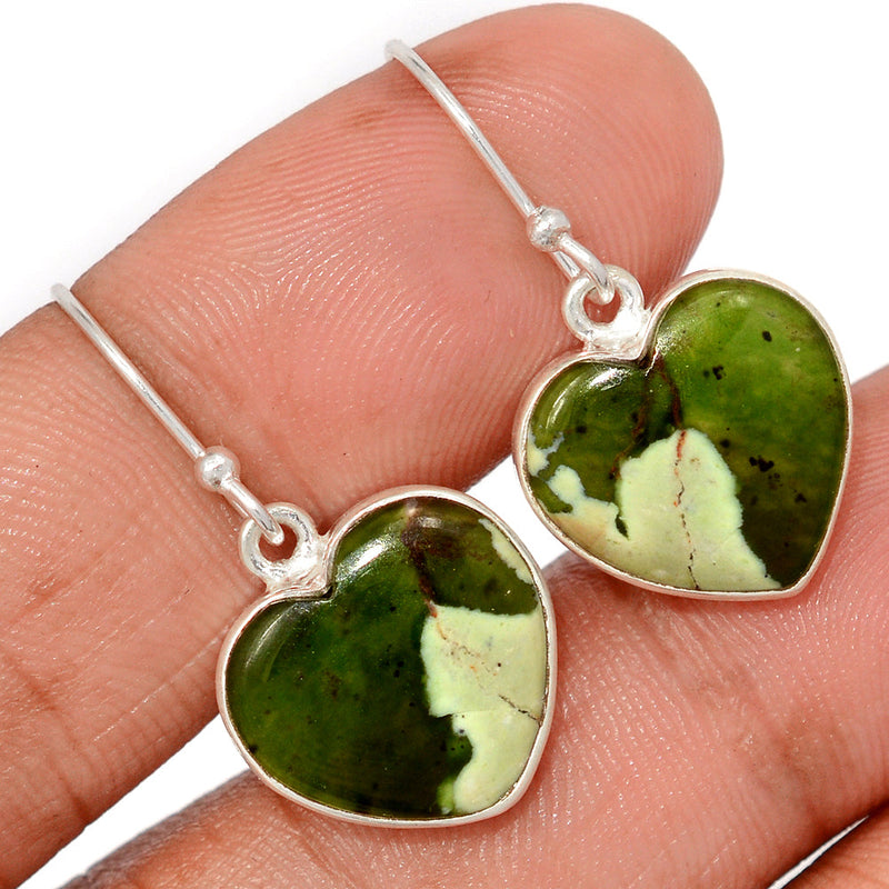 1.2" Heart - Chrome Chalcedony Earrings - CCDE69