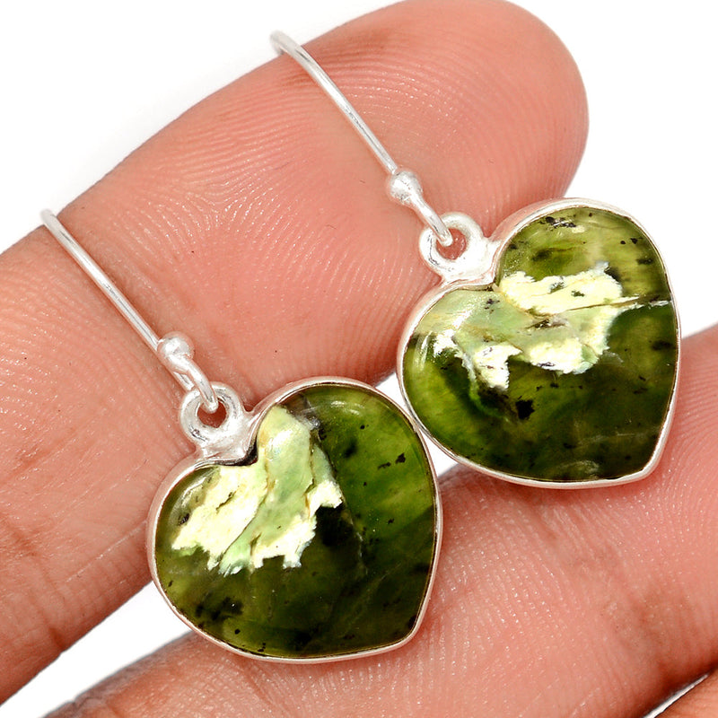 1.3" Heart - Chrome Chalcedony Earrings - CCDE72