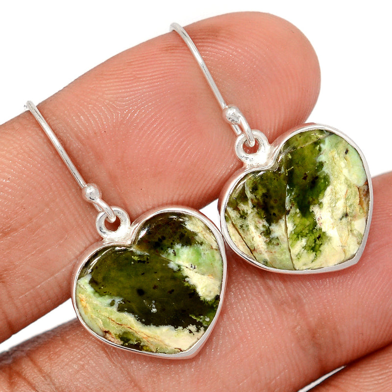 1.3" Heart - Chrome Chalcedony Earrings - CCDE73