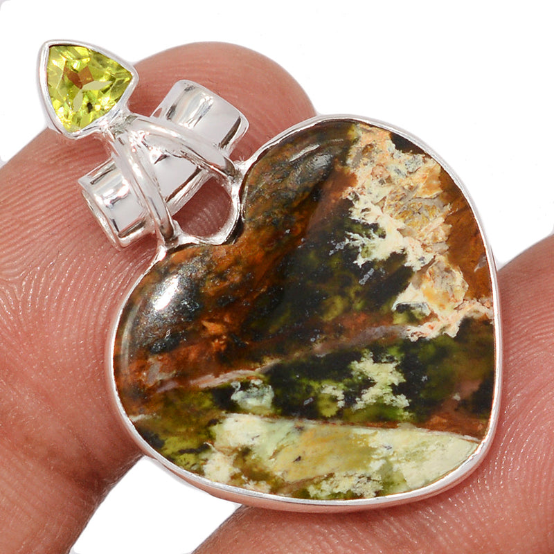 1.3" Heart - Chrome Chalcedony & Peridot Pendants - CCDP290