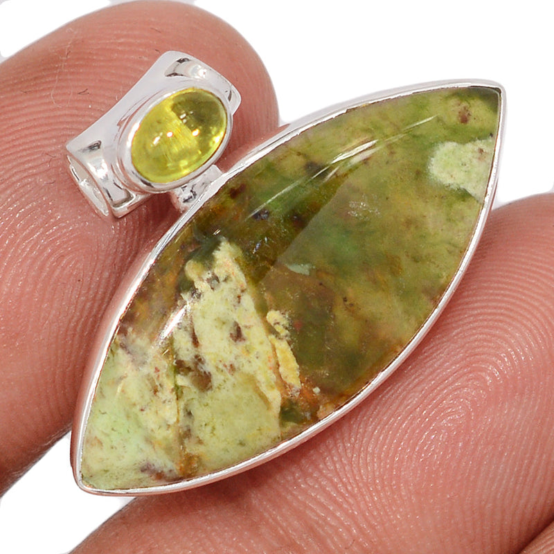 0.8" Chrome Chalcedony & Peridot Pendants - CCDP292