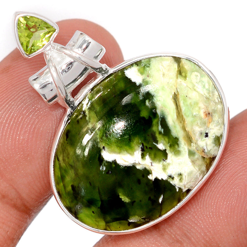 1.3" Chrome Chalcedony & Peridot Faceted Pendants - CCDP305