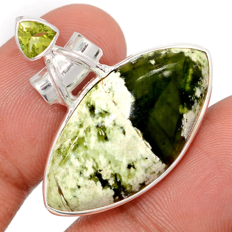 1.2" Chrome Chalcedony & Peridot Faceted Pendants - CCDP306