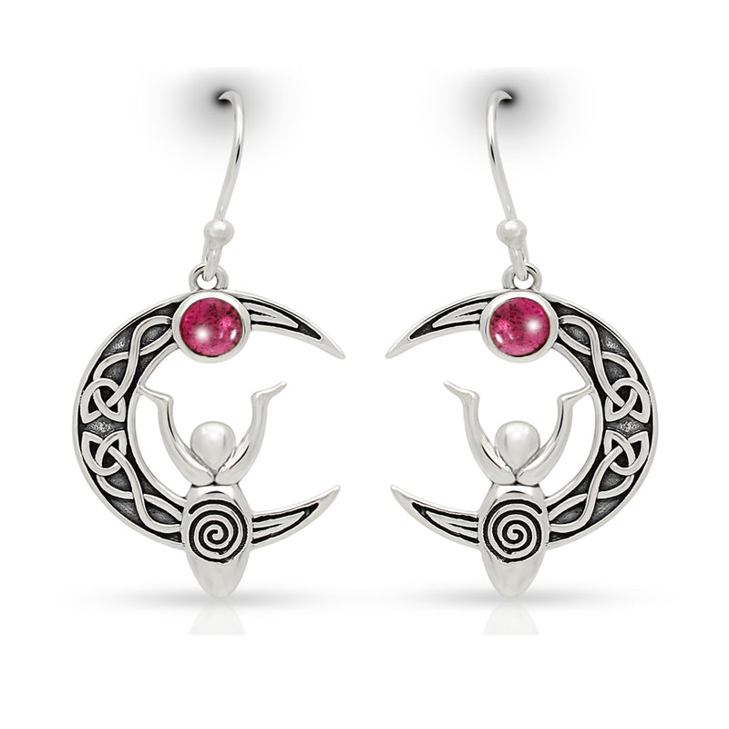 4*4 MM Round - Celtic Goddess Moon - Garnet Cabochon Earrings - CCE503-GC Catalogue