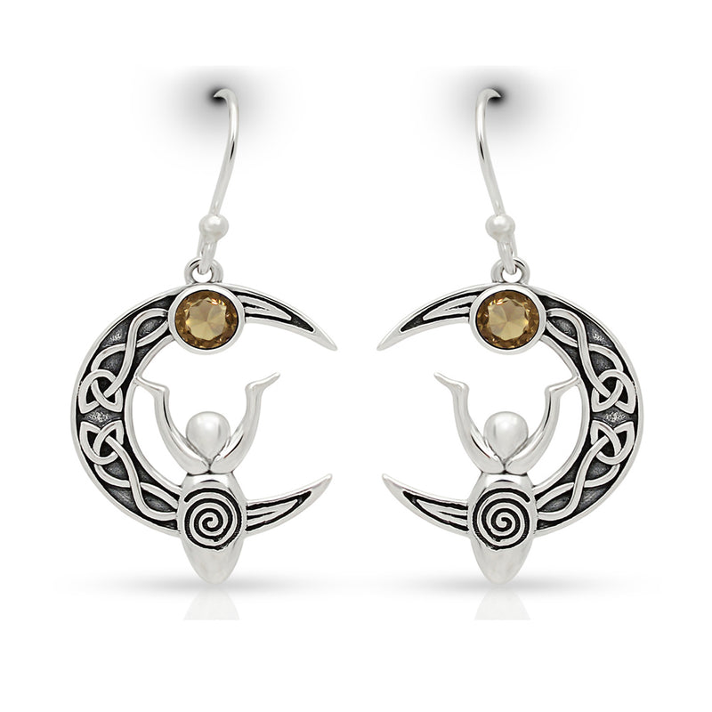 4*4 MM Round - Celtic Goddess Moon - Smokey Quartz Earrings - CCE503-SQ