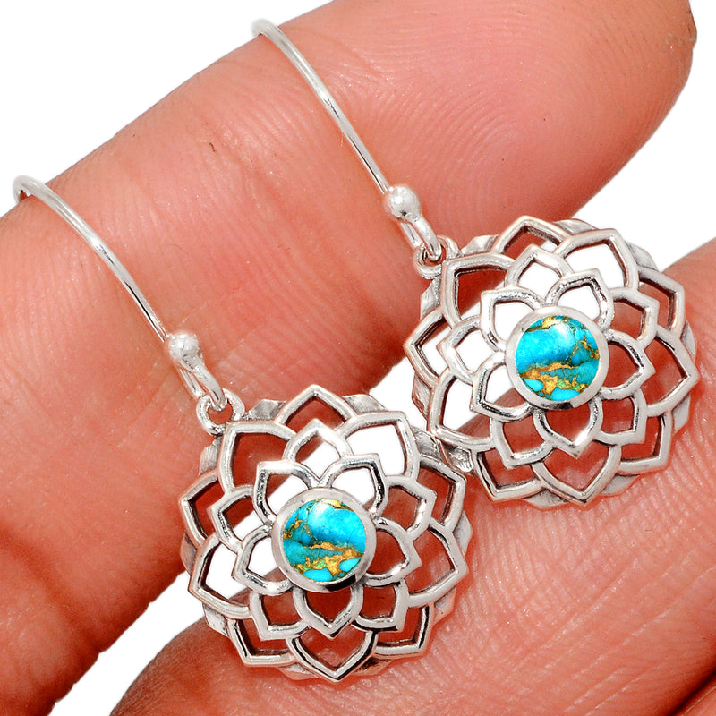 4*4 MM Round - Blue Copper Turquoise Earrings - CCE511-BCT
