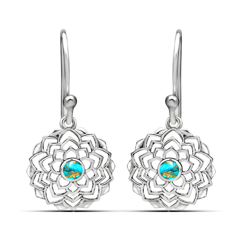 4*4 MM Round - Blue Copper Turquoise Earrings - CCE511-BCT