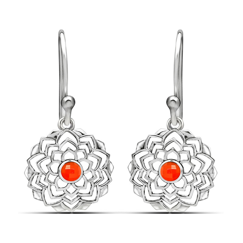 4*4 MM Round - Carnelian Faceted Earrings - CCE511-CRF