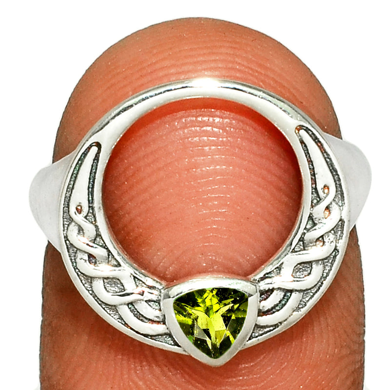 Celtic - Moldavite Faceted Ring - CCR505-MDF Catalogue