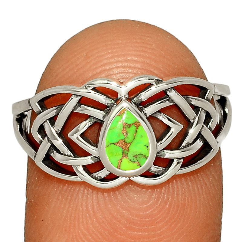 Celtic Design - Green Copper Turquoise Ring - CCR508-GCT Catalogue