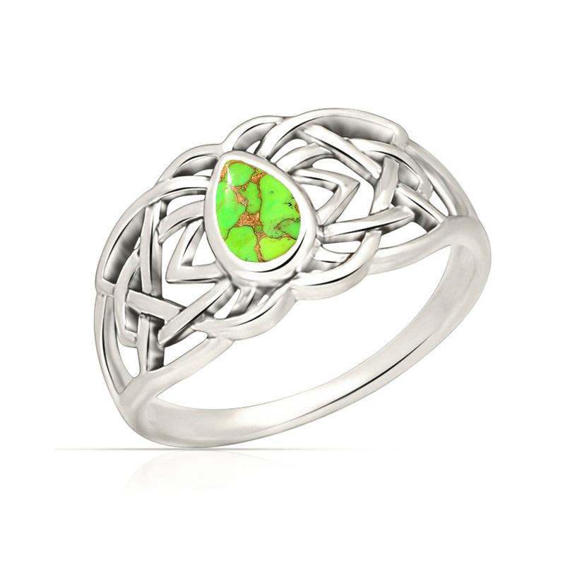Celtic Design - Green Copper Turquoise Ring - CCR508-GCT Catalogue
