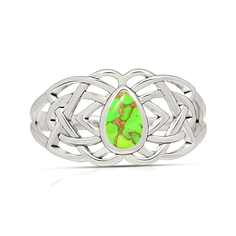 Celtic Design - Green Copper Turquoise Ring - CCR508-GCT Catalogue