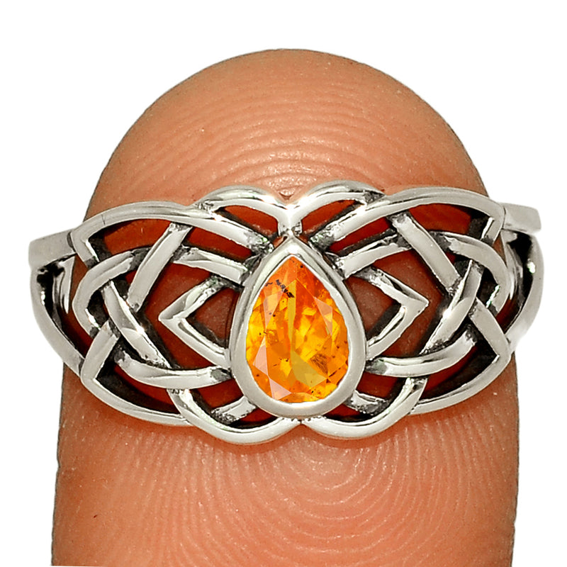 Celtic Design - Mandarin Garnet Faceted Ring - CCR508-OGF Catalogue