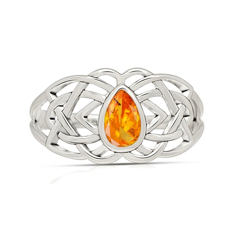 Celtic Design - Mandarin Garnet Faceted Ring - CCR508-OGF Catalogue