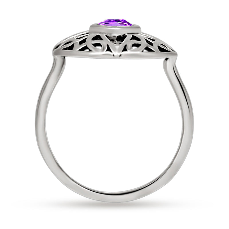4*4 MM Cushion - Celtic Design - Amethyst Faceted Ring - CCR516-AMF Catalogue