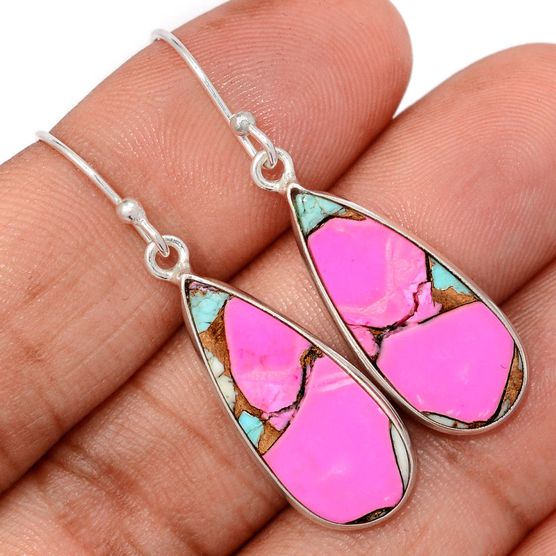 1.6" Cotton Candy Dahlia Turquoise Earrings - CCTE11
