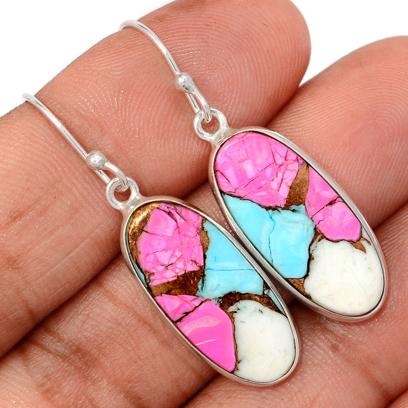 1.6" Cotton Candy Dahlia Turquoise Earrings - CCTE13