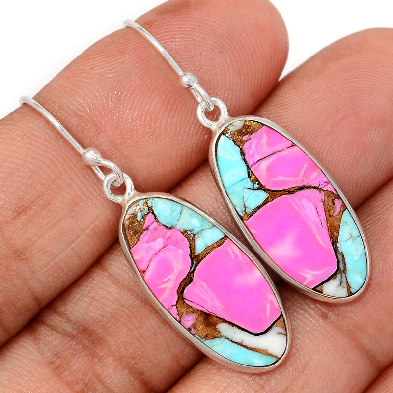 1.6" Cotton Candy Dahlia Turquoise Earrings - CCTE15