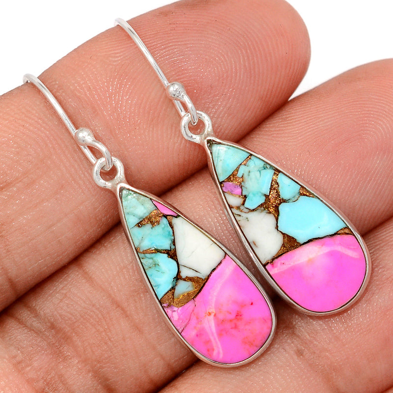 1.6" Cotton Candy Dahlia Turquoise Earrings - CCTE18
