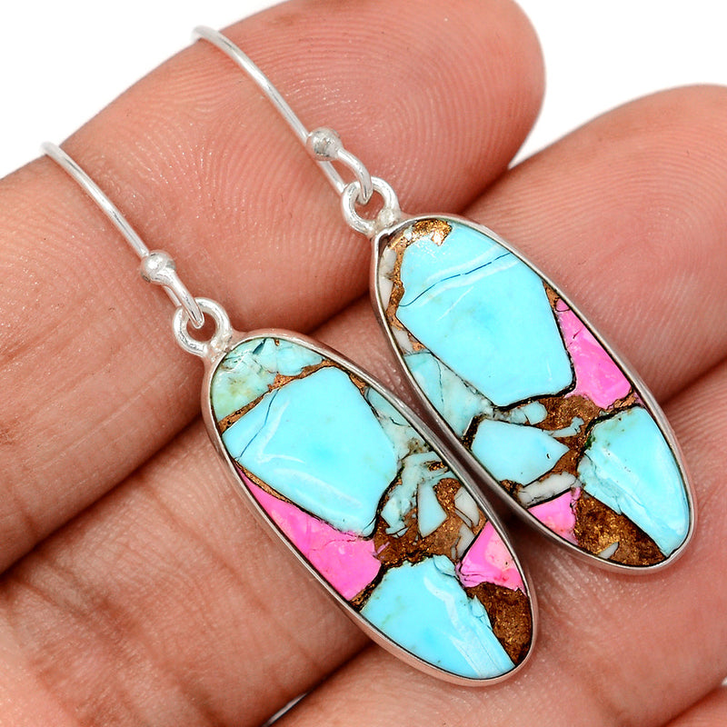 1.7" Cotton Candy Dahlia Turquoise Earrings - CCTE19