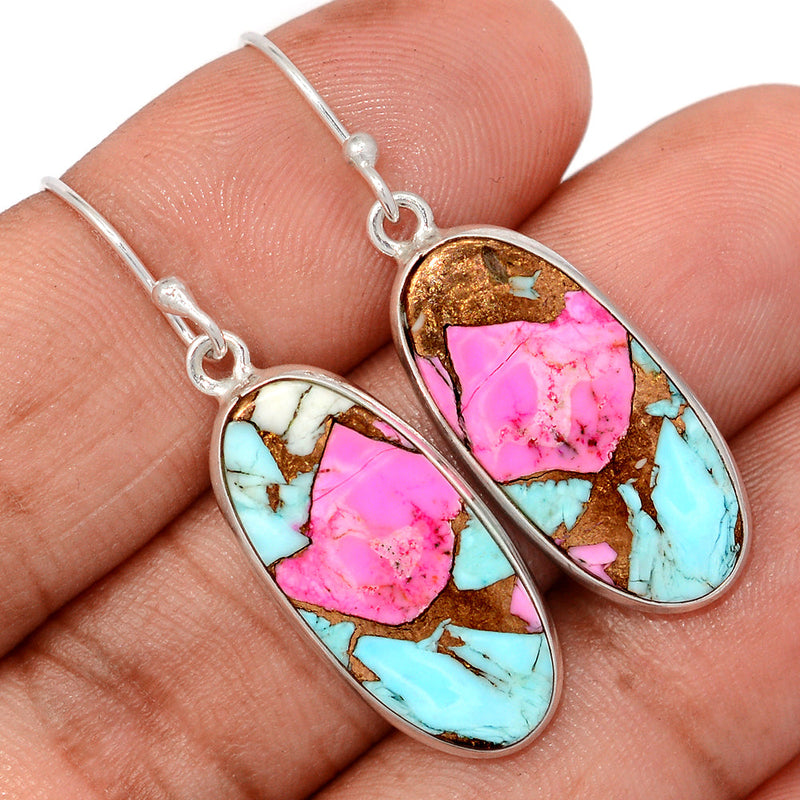 1.6" Cotton Candy Dahlia Turquoise Earrings - CCTE20