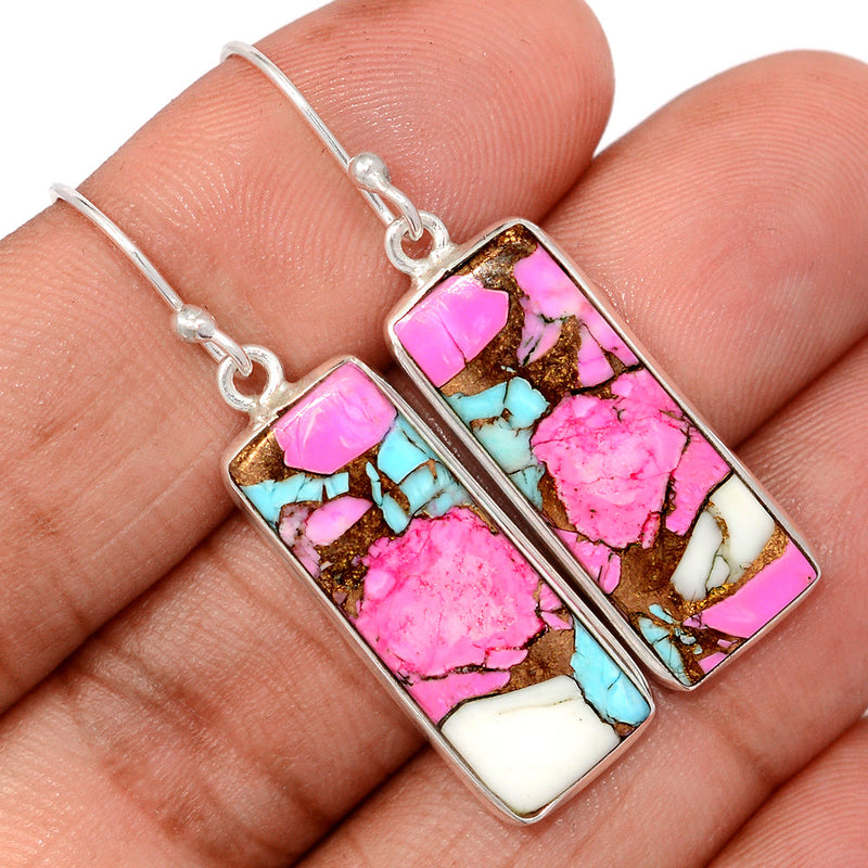 1.7" Cotton Candy Dahlia Turquoise Earrings - CCTE24