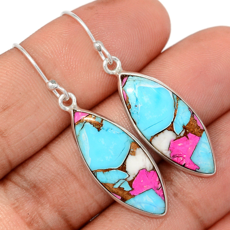 1.7" Cotton Candy Dahlia Turquoise Earrings - CCTE25