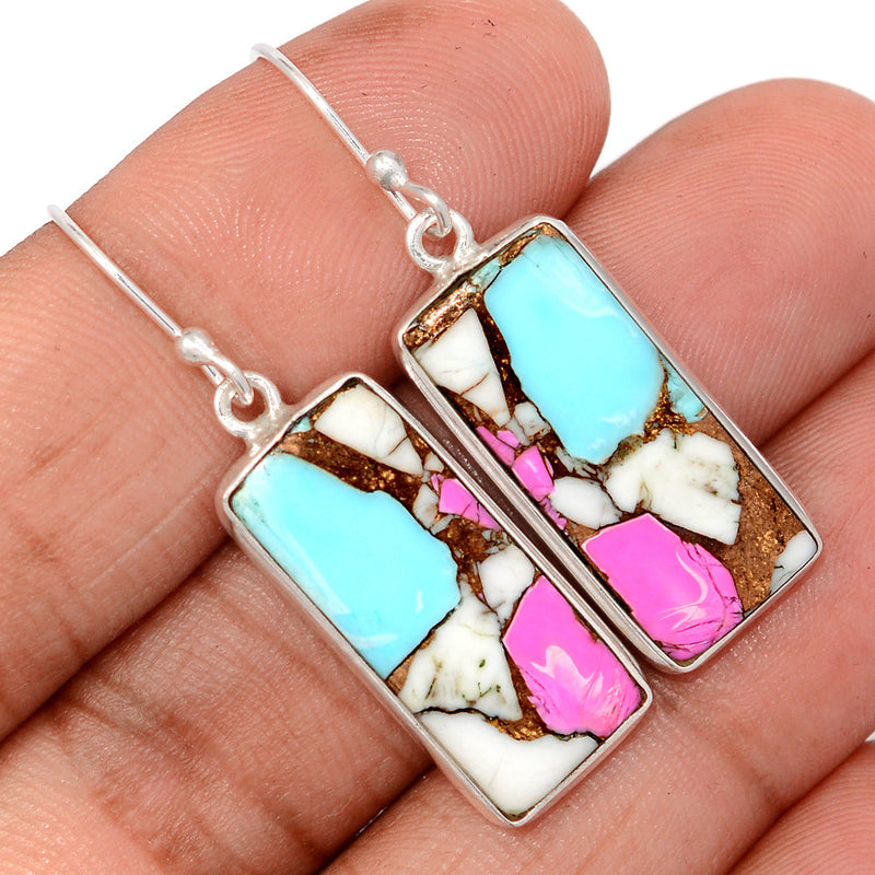 1.6" Cotton Candy Dahlia Turquoise Earrings - CCTE2
