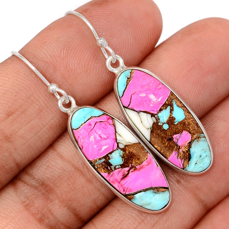 1.7" Cotton Candy Dahlia Turquoise Earrings - CCTE31