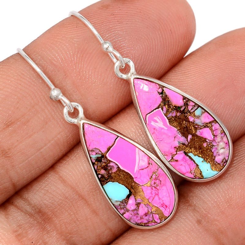 1.5" Cotton Candy Dahlia Turquoise Earrings - CCTE32