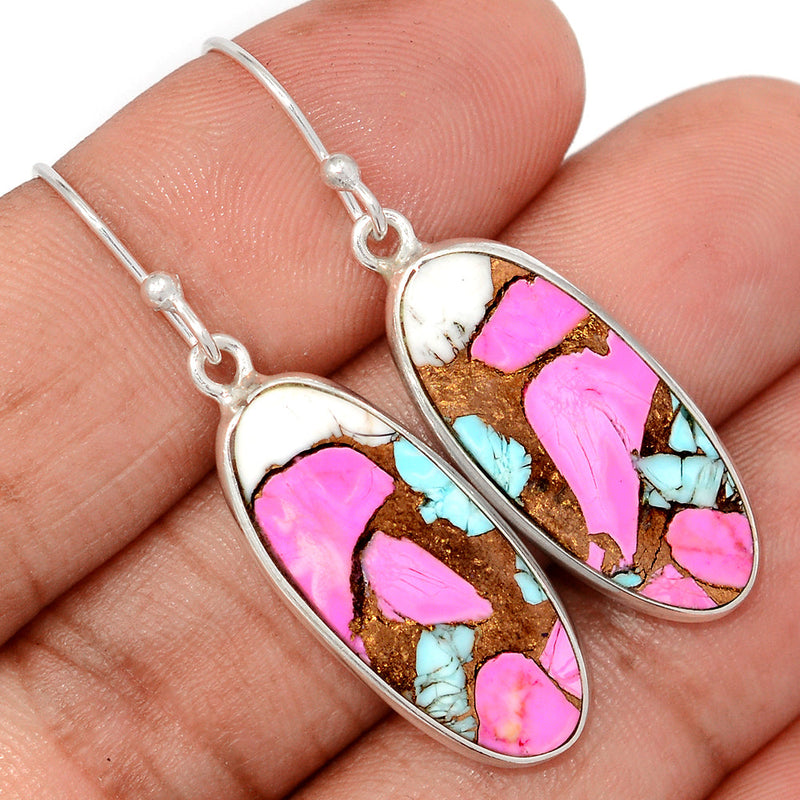 1.7" Cotton Candy Dahlia Turquoise Earrings - CCTE35