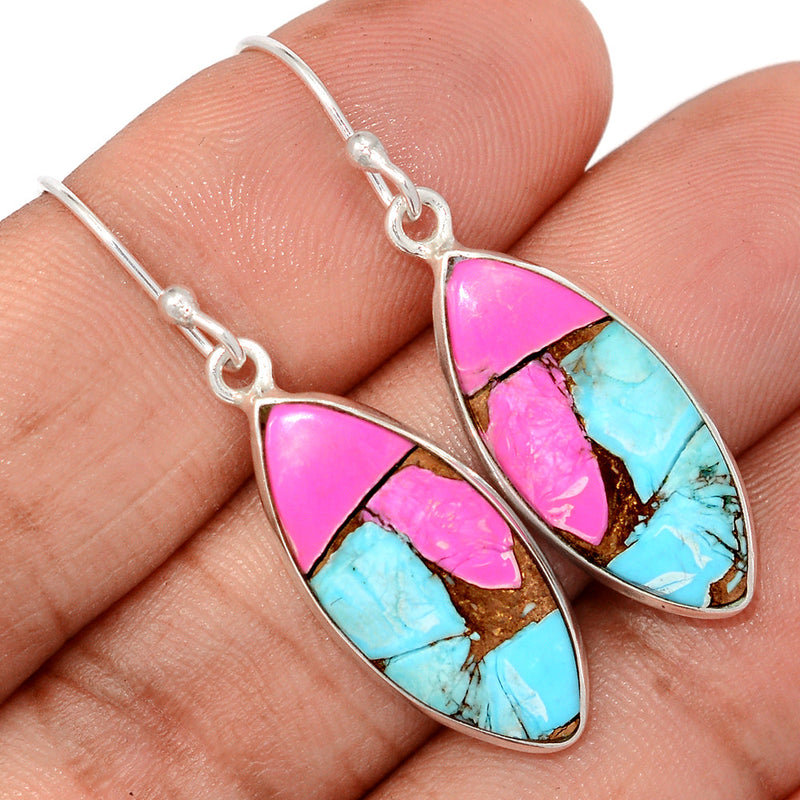 1.6" Cotton Candy Dahlia Turquoise Earrings - CCTE36
