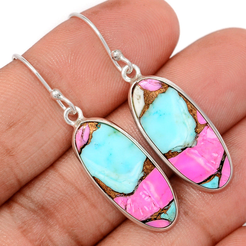 1.6" Cotton Candy Dahlia Turquoise Earrings - CCTE7