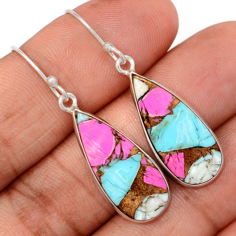 1.6" Cotton Candy Dahlia Turquoise Earrings - CCTE8