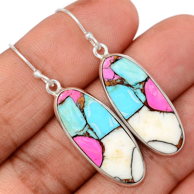 1.7" Cotton Candy Dahlia Turquoise Earrings - CCTE9