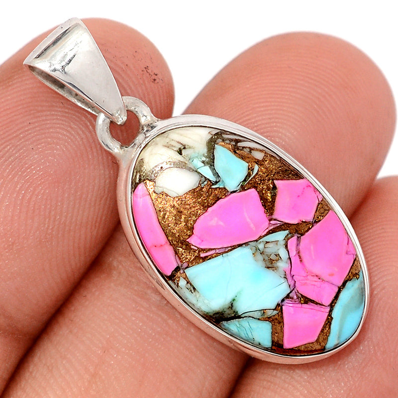 1.2" Cotton Candy Dahlia Turquoise Pendants - CCTP11