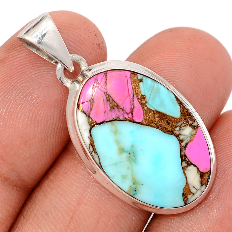 1.5" Cotton Candy Dahlia Turquoise Pendants - CCTP13