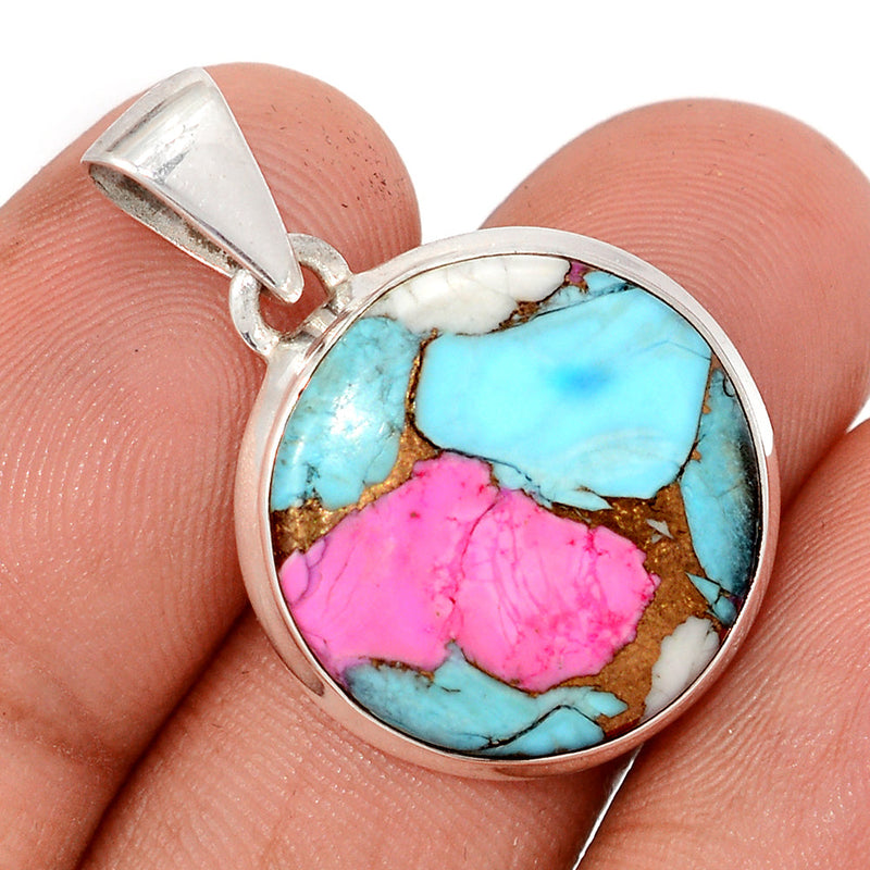 1.2" Cotton Candy Dahlia Turquoise Pendants - CCTP14